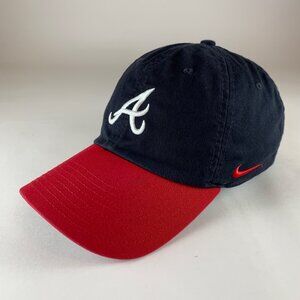 Atlanta Braves MLB Navy Blue Red Nike Hertiage86 Relaxed Fit Strapback Hat READ